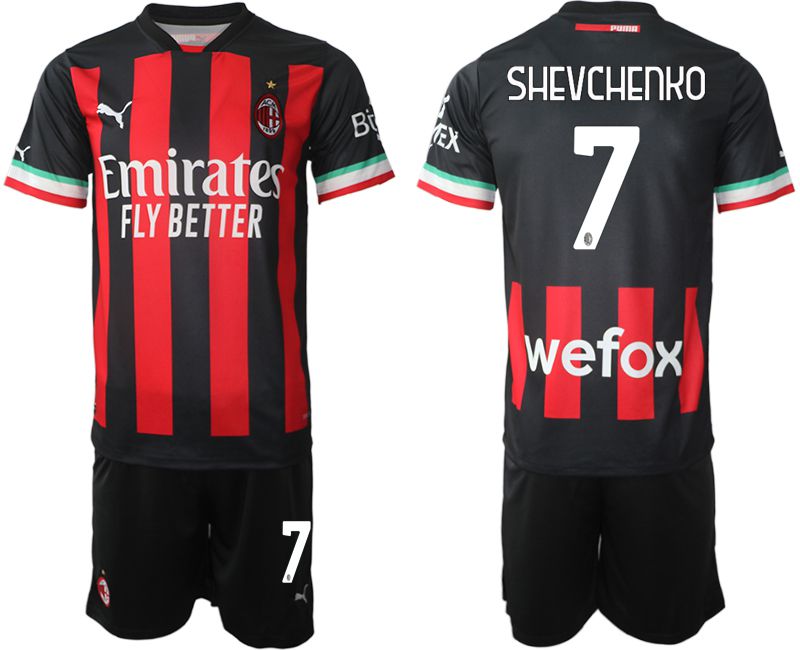 Men 2022-2023 Club Ac Milan home black 7 Soccer Jerseys